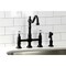 Kingston Brass KS1270PXBS Heritage Bridge Kitchen Faucet W/ Brass Sprayer, Matte Black KS1270PXBS - alternate 4